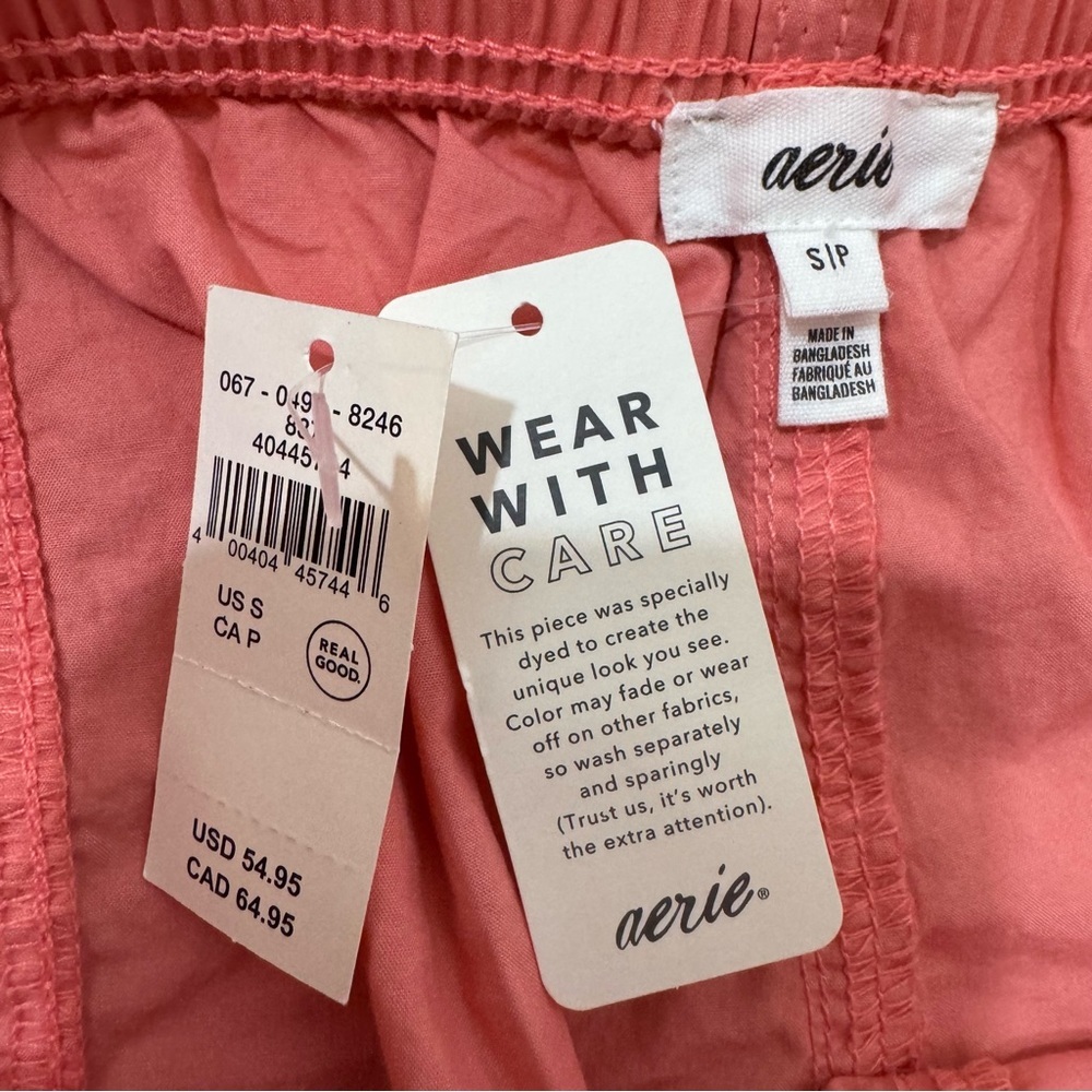 NWT Aerie High Waisted Go-For-It Baggy Cargo Pant Spicy Coral Pink Womens Small - Picture 7 of 14